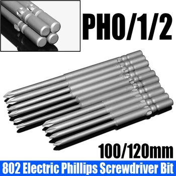 1PCS 802 Električni Phillips Izvijač Bit 100/120 mm Magnetne Serije Glavo PH0/1/2 Navzkrižno Izvijač Bit Vpliv izvijačem