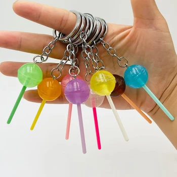 1PCS Simulacije Lollipop Keychain Pregleden Svetlobna Smolo Pribor Candy Bag Kreativna Darila, Okraski Spot
