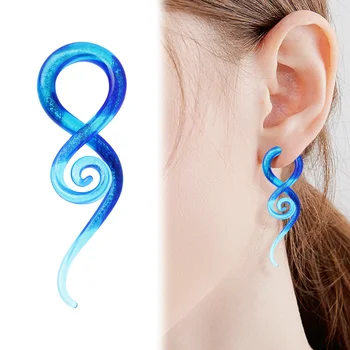 1pc Transparentno Steklo Uho Expander Devet Oblikovan Spirala Helix Piercing Predorih za Ušesa Modra Uhani Ustvarjalni Preboji Nakit
