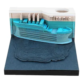 3D Beležnica Opomba Papirjev Ladje Oblikovan Z LED Luči Memo Umetnosti baterijsko Holiday Gift Desk Ornament Realno Za Šole Stud