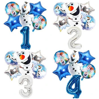 6Pcs Disney Zamrznjene Balon Nastavite Baby Tuš Olaf Temo Otrok Rojstni dan Dekoracijo Balon Aluminijeva Folija Baloni Globos