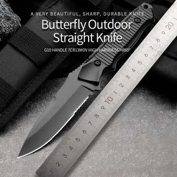 7CR13MOV prostem lovski nož visoko trdoto prostem nož fiksno rezilo vojaški reševalni nož Bowie noži, darilo za moške