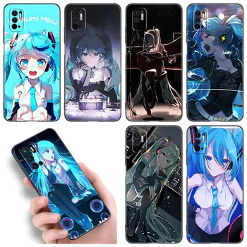 H-Hatsune Miku Anime Primeru Telefon Za Xiaomi Redmi Opomba 10 11 11S 12 4G 8 9 11E 11T Pro Plus 10T 5G 8T 9S 10S 12S Črni Pokrov