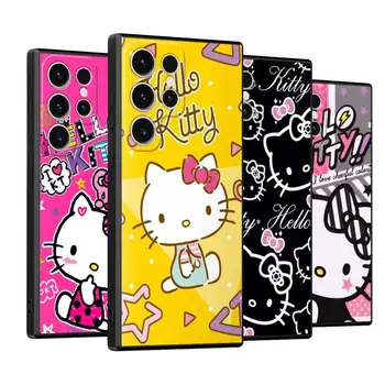 Hello Kitty Risanka Primeru Telefon za Samsung Galaxy S22 S23 S21 Ultra S20 FE S10 S10E Opomba 20 10 Plus Silikonski Coque