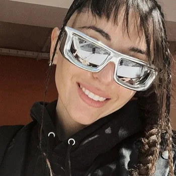 Luksuzni Srebro Kvadratnih Sončna Očala Ženske Blagovne Znamke, Modni Oblikovalec Majhen Okvir Sončna Očala Žensko Hip Hop Punk Retro Gafas De Sol