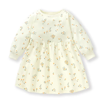 Malo maven Dekleta Cvetlični Obleke Otroci Stranke Obleke 2023 Padec Baby Dekleta Eleganten Dolg Rokav pustna Bombaž Novo leto Darilo