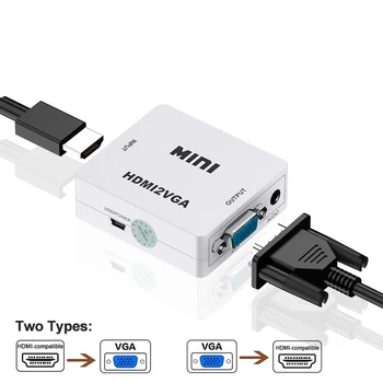 Mini HDMI na VGA z Zvokom iz Pretvornik 1080P VGA Adapter HDMI Video Audio Box za TV Box za Prenosni RAČUNALNIK Monitor Projektor