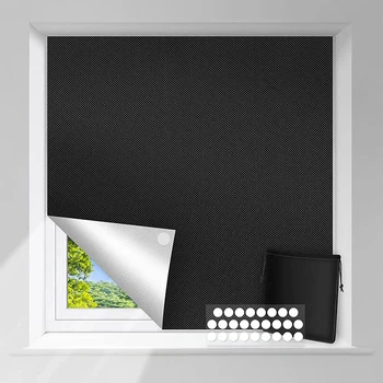 Odstranljiva 100% Svetlobe Blokiranje Najtemnejši Okno Film Krpo DIY Total Blackout Stekla Zasebnosti Temnenje Okno Nalepke HeatInsulation