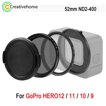 PULUZ 52mm ND2-400 UV Filter s Adapter Ring Za GoPro HERO12 Black /11 Black /11 Črno Mini /10 /Črna / 9 Črno delovanje Fotoaparata