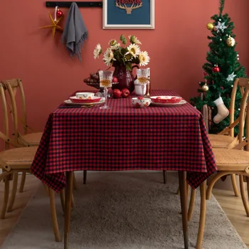 Pravokotnik Bombaž Namizni prt Rdeče in Bele Tabela Prekrivke za Nordijsko Božični Okraski, Prt Doma Jedilnico mizico Pokrov