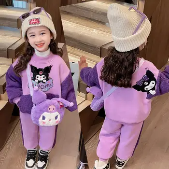 Sanrio Kuromi Otroci Oblačila Določa korejski Dekleta Risanka Kapuco + Hlače 2Pcs Obleke, Casual Šport Dolgimi Rokavi, Hlače, Obleke
