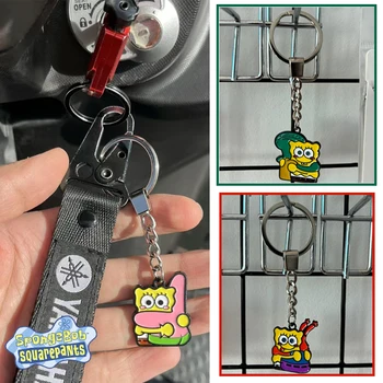SpongeBob Keychain Risank Anime Keyring Otrok Nahrbtnik Kovinski Obesek Ustvarjalnih Ključnih Verige Dekle Srčkan Torbici Dodatki Darilo