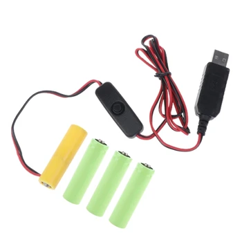 Univerzalni 6V AA Baterije Eliminator USB Napajalni Kabel z USB Stikalo za 6V AA LR6 AM3 Baterija za LED Luči