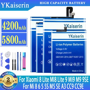 YKaiserin Baterija Za Xiaomi Mi A3 CC9 CC9E 8 6 5 5 M5 SE Za Xiaomi 8 Lite 8Lite MI8 Lite 9 Mi9 M9 9SE Telefon Bateria