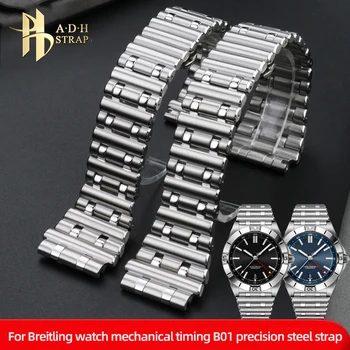 Za Breitling Chronomat AB0136161C1A1 B01 Trdna Precizne Jeklene Watch Verige Moški Vmesnik iz Nerjavečega Jekla Metal WatchStrap 24 mm