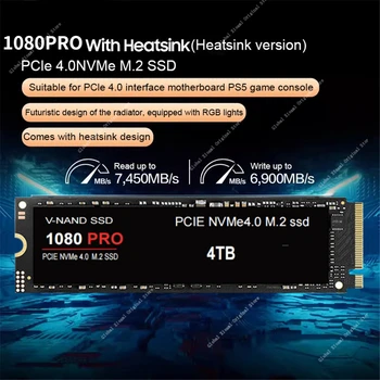 1080 PRO 4TB 2TB 1TB M. 2 2280 SSD PCIe4.0 NVMe Gaming Notranji ssd Trdi Disk Do 15500MB/s za PS4 PS5 Prenosni računalnik Desktop