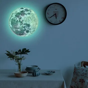 20 cm 3D Velika Luna Fluorescentna Stenske Nalepke Odstranljive Žareti V Temno Nalepka