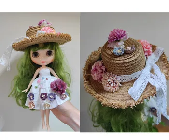 2023 novo BJD Blythe Oblačila gozd slog barvita obleko in cvet klobuk 1/6 30 cm za Punčke (Primerni za Pullip,Ob24, Licca)