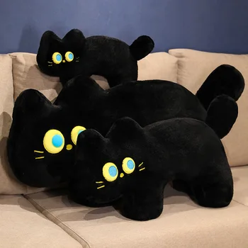 40-100 cm Lepe Črne Mačke Plushies Nagačene Živali Plišastih Mačke Igrače, Blazine, Blazine Za Kawaii Soba Dekor Srčkan Igrače
