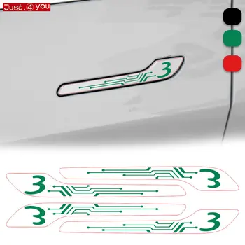 4X Avto Styling Vrat Ročaj Nalepke, Grafično Nalepke za Tesla Model 3 2017-2023 Dodatki