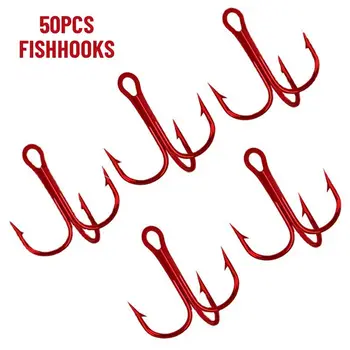 50Pcs Novo antikorozijski Lure Ahite Niklja Oster Red Fishhooks Visoko Ogljikovega Jekla Ribištvu Tackle Visoki Šablona