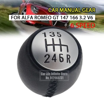 6 Hitrost PU Usnje Avto Auto Manual Prestavna Ročica Ročica Menjalnika Rokomet Krog 55347088 Za Alfa Romeo GT 147 166 3.2 V6