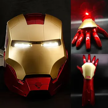 65 cm Marvel, Iron Man, Čelada 1:1 Nosljivi Masko, Rokavice Žareče Oči Odraslih Otrok Model Cosplay Rekviziti Model, Okraski, Darila za Rojstni dan