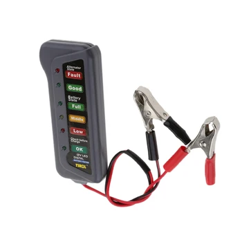 Akumulator Tester - Stanje Baterije in Alternator Polnjenje Sistema Analyzer Test z LED Indicatiion - Črna