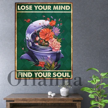 Astronavt Cvet Izgubili Vaš Um Našli Svojo Dušo Plakat, Astronavt Dekor Plakat,Letnik Astronavt Wall Art Tisk, Astronavt Darila