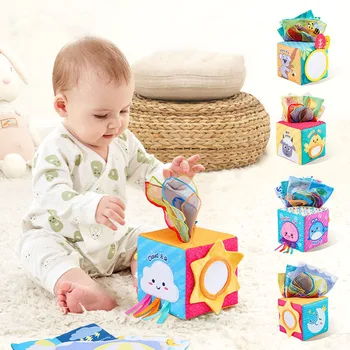 Baby Tkiva Polje Igrača Pull Skupaj Magic Cube Baby Izobraževalnih Učnih Dejavnosti, Senzorične Igrače Montessori Igrač za Dojenčke od 6 do 12 Mesecev