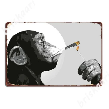 Banksy Steez Šimpanz Opica Kajenje Skupno Kovine Znaki Kino Dnevno Sobo, Kuhinjo, Oblikovanje Kovin, Plakati