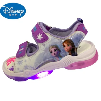 Dekleta Disney zamrznjeno 2 princesa mehke Sandale z led luči otroci mehko dno otroci pokažejo Plaži čevlji
