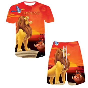 Disney Levji Kralj Simba 3D Tiskanih Ženske Moški T-shirt Določa Otroci Priložnostne Dihanje Oblačila Harajuku Plaža Hlače Določa