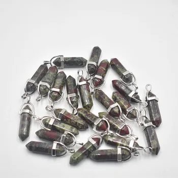 Fahsion Naravnih Zmaj krvi stoneCharms Heksagonalna zdravljenje Reiki Točke obeski za nakit, izdelava 24pcs/veliko Trgovini brezplačno