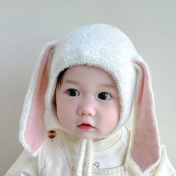 Korejski Ljubek Dolge Ušesa Zajček Klobuk Pomlad Zima Baby Klobuk Bonnet Dojenčka, Malčka, Toplo Earflap Otroci Skp Za Fante, Dekleta Novorojenčka Klobuki