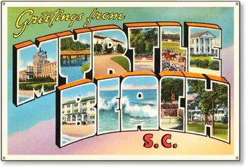 Kovinski Tin Prijavite Letnik Chic Umetnost Dekoracijo Myrtle Beach Južna Karolina Potovanje Domov Bar Cafe Shranjevanje Kmetijskih Garaži ali