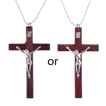 Lesene Verske Jezus na Križu Ogrlica Krščanski Križ Ocenjevanja z Verigo Nakit Čar Darila