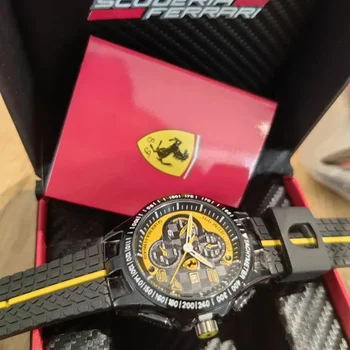 Luksuzni Ferrari watch klasično rumeno super teče kazalec moških je posebno gledati darilo polje blagovne znamke mehanska ura z dodatki