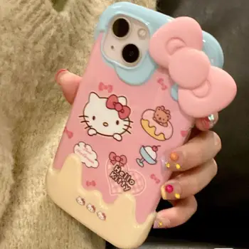 Novo Sanrio Hello Kitty Kawaii Anime iphone14 Promax Zaščitni Pokrov, Risanka Srčkan Girly Srce iphone13 Primeru Darilo Igrače za Dekleta
