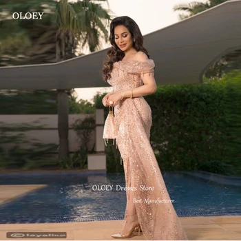 OLOEY Bleščice morska deklica Večerne Obleke Dubaj arabski Ženske Split Dolgo Maturantski Halje, Formalno Stranko Priložnost Elegantno Obleko