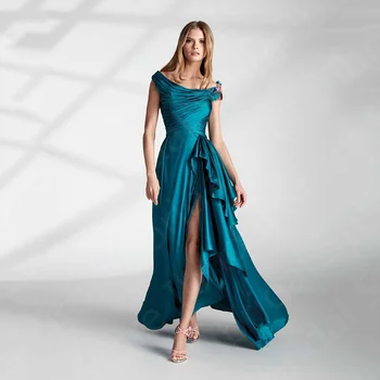 Očarljivo 2023 modro-zelena Modra Mati Nevesta Obleke Na Prodajo Skp Rokavi Strani Špranjske Stranki Poroka Oblek 3D Cvetje