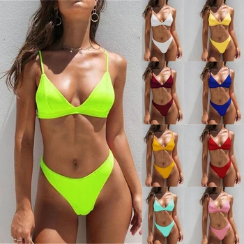 Poletje Trdna Bikini Push Up Kopalke 2023 Ženske Kopalke String Bikini Komplet Mikro Tangice Brazilski Biquini Mujer Kopalne Obleke