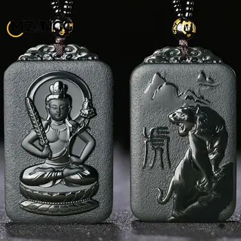 Ročno izrezljane Hetian Jade Fine Kitajski Zodiak Rojstvo Bude Guardian Obesek Srečo, Amulet Obesek Moških in Žensk Počitnice Darilo