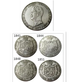 Sklop (1841-1851) 4PCS nemščina 2 Thaler - Heinrich XX Silver Plated Kopija Kovanca