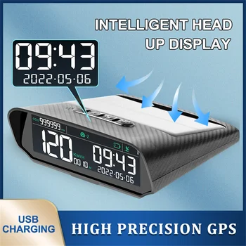 Sončne Avto HUD GPS Head-Up Zaslon, Digitalna Ura, merilnik Hitrosti Nad-Hitrost Alarm Utrujenost Vožnja Opozorilo Višina Kilometrine Zaslon