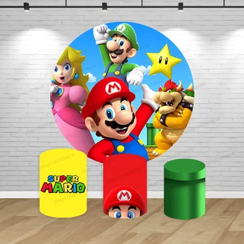 Super Mario Ozadje Krog Zajema Dekoracijo Otroci Happy Birthday Party Ozadju Izziv Brat Valj Foto Prop Banner