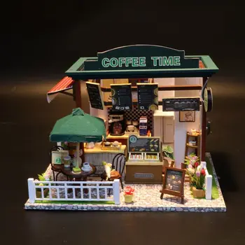 Ustvarjalne Ročno DIY 3D Puzzle Mala Hiša Dekoracijo Coffee House Igrače, kot je Rojstni dan, Darila za Dekleta, Mladostniki in Odrasli
