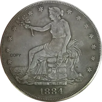 Združene države Amerike 1884 Sedi Svobode 1 En Dolar Trgovanje Dolarjev Cupronickel Silver Plated Kopijo Kovancev