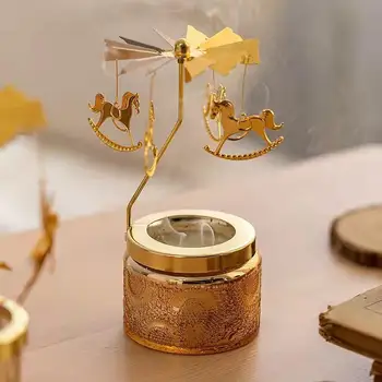 Zlato Svečnikov Obračanje Pladenj Božično Romantično Vrtenja Predenje Carrousel Čaj Luči Svijećnjak Večerja Poroko Bar Stranka