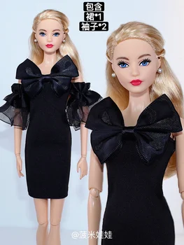 Črna obleka / lok-vozel, krilo, obleka, obleka Za 1/6 BJD Xinyi FR ST Barbie Lutka / 30 cm punčko oblačila